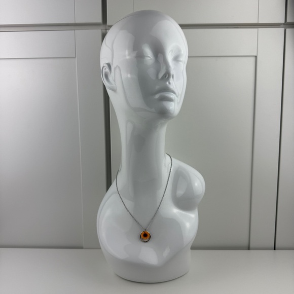 Dainty Yellow Sunflower Silver O-Ring Pendant Necklace Jewelry Flower Floral NEW - Picture 2 of 16